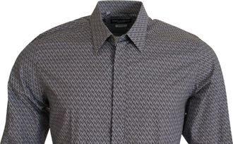 Dolce & Gabbana Gray Brown GOLD Slim Fit Dress Formal Mens Shirt