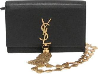 Saint Laurent Pre-owned Kate Tassel Chain Shoulder Bag - Dames - Vintage Clutch - Zwart - ONE Size - Leer - Vintage