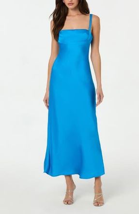 ASTR the Label Stacie Satin Maxi Dress in Azure Blue at Nordstrom Rack, Size X-Large