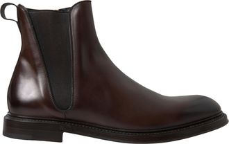 Dolce & Gabbana Brown Leather Chelsea Mens Boots Mens Shoes