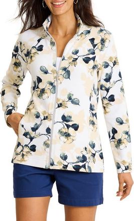 Tommy Bahama Aruba Beleza Blossoms Front Zip Sweatshirt in White at Nordstrom, Size X-Small