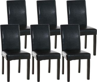 Clp Set De 6 Sillas De Comedor Ina En Polipiel Negro Marr&oacute;n Oscuro