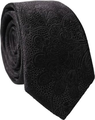 Dolce & Gabbana Ties, male, Black, Size: ONE SIZE Floral Brocade Silk Adjustable Tied Necktie