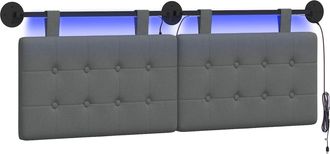 vidaXL Cabecero Colgante Con Luz Led Gris Oscuro Tela Vidaxl