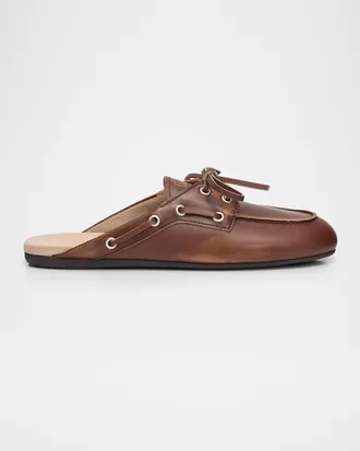 Miu Miu Leather Boat Mules