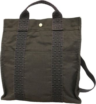 Herm&egrave;s Gray Nylon Backpack (Pre-Owned)