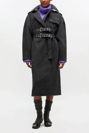 Ganni Mixed Wool Trench Coat