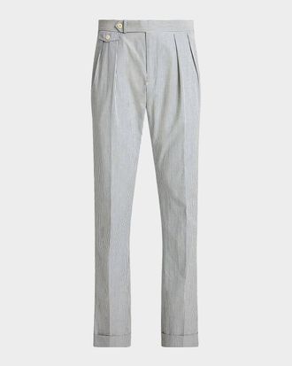 Polo Ralph Lauren Men & apos;s Pinstriped Cotton Seersucker Pleated Pants