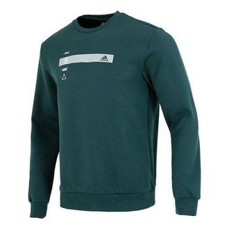adidas Alphabet Pattern Pullover Round Neck Long Sleeves Hoodie Mens Green HN9022