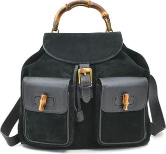 Gucci Black Suede Leather Backpack (Pre-Owned)