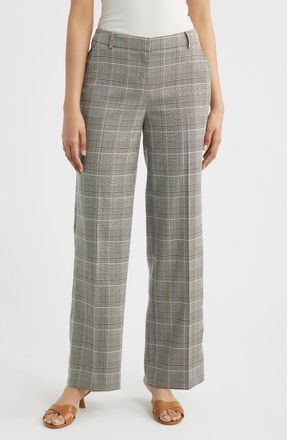 Anne Klein Slash Pocket Straight Leg Pants in Anne Black/grey Multi at Nordstrom, Size 10