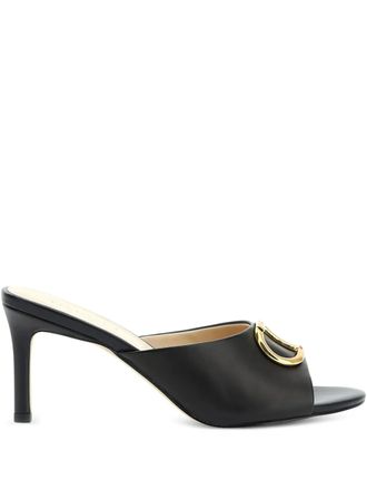 Twin-Set 70mm oval-T leather heeled sandals - women - Sheepskin/Polyester/Polyurethane - 36 - Black