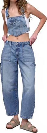 Hidden Jeans Womens Inseam Cropped Sammie Barrel Jeans In Medium Vintage