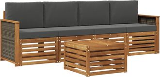 vidaXL Conjunto De Sof&aacute;s De Exterior 5 Uds. Natural Y Antracita Vidaxl