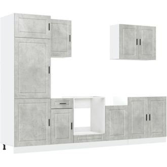 vidaXL Vidaxl - Conjunto De Armarios De Cocina porto De 7 Piezas En Madera De Ingenier&iacute;a Gris Hormig&oacute;n