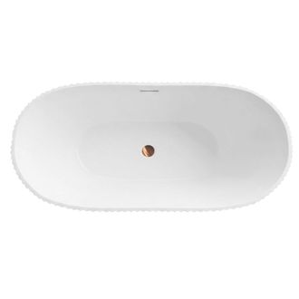 Rea Ba&ntilde;era De Pie Rea Atena 170 White With Brushed Copper Plug Cap
