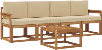 vidaXL Conjunto De Sof&aacute;s De Exterior 5 Uds. Natural Y Beige Vidaxl
