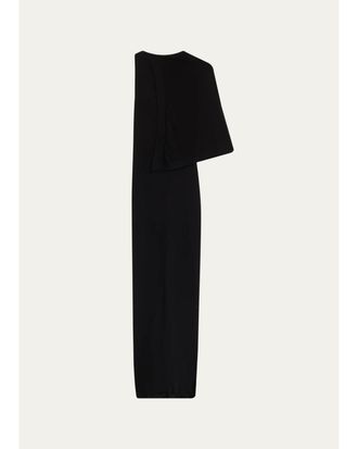 Rick Owens Sleeveless Asymmetric Scarf Wool Knit Maxi Dress