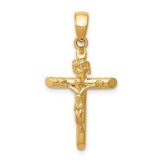 Diamond2Deal 10k Yellow Gold Polished 2-D Crucifix with Jesus on Cross Pendant