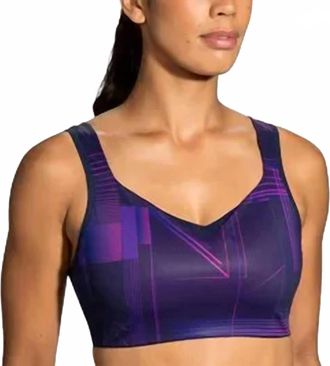 Brooks Drive Convertible Run Bra In Matrix Navy Print