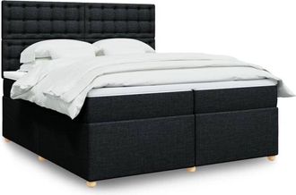 vidaXL Vidaxl - Cama Box Spring Con Colch&oacute;n Tela Negro 200x200 Cm