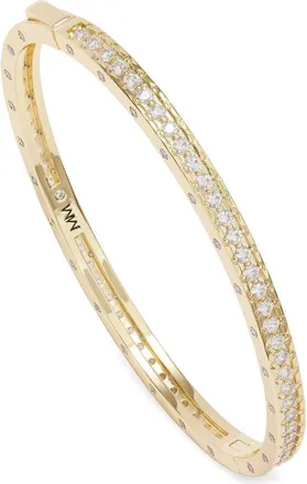 Melinda Maria Ashley Pav&eacute; 18k Gold Plate Cubic Zirconia Cuff in Gold-White at Nordstrom, Size Medium