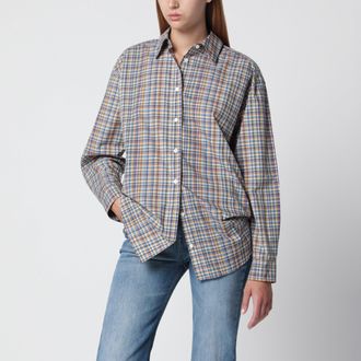 Toteme Camicia a quadri oversize in cotone biologico blu/arancio