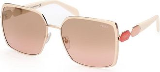Emilio Pucci Emilio Pucci Womens Square Sunglasses - Tan Metal - One Size