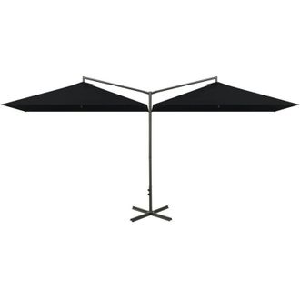 vidaXL Sombrilla Doble De Jard&iacute;n Con Palo De Acero Negro 600x300 Cm Vidaxl