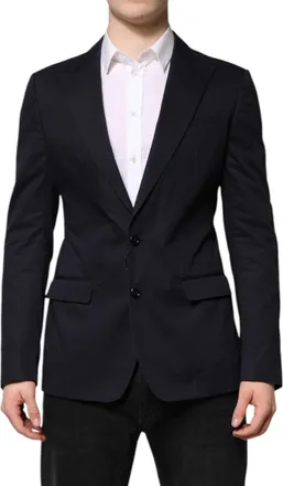 Dolce & Gabbana Mens Dark Blue Taormina Cotton Blazer Suit Jacket Silk