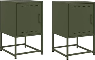 vidaXL Bedside Cabinets 2 pcs Olive Green 36x39x60.5 cm Steel Vidaxl