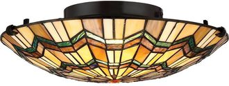 Netlighting Alcott 2 Light Tiffany Flush Mount Bronze Finish E27