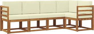 vidaXL Conjunto De Sof&aacute;s De Exterior 5 Uds. Natural Y Crema Vidaxl