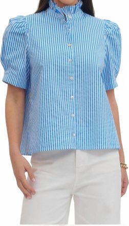 Entro Vertical Striped Blouse In Bluebell