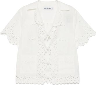 Self Portrait Camicia con ricamo - Bianco