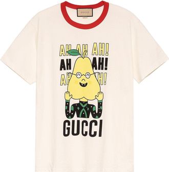 Gucci X Pablo Delcielo Pear Print Cotton T-shirt White 703439XJEIY9095