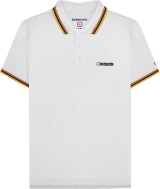 Lambretta Heren SS25 Triple Tipped Groot & Lang Poloshirt (Wit/Tabak/Navy/Goud)