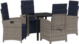 vidaXL Garden Dining Set 5 pcs Grey Poly Rattan Vidaxl