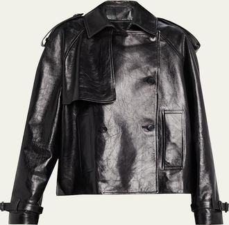 Michael Kors Oversized Cropped Leather Trench Coat