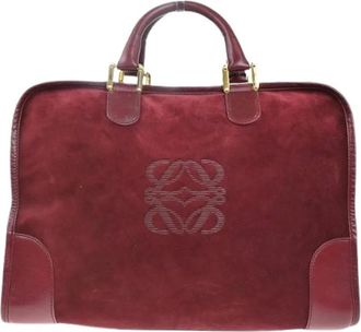 Loewe Pre-owned Handbags, female, Red, Size: ONE SIZE Pre-owned Suede Handbag