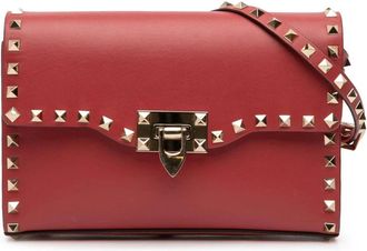 Valentino Pre-owned Cross Body Bags, female, Red, Size: ONE SIZE Pre-owned Studded Leather Bag