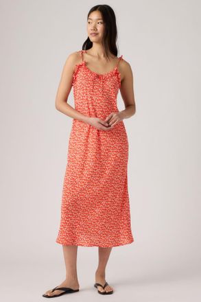 Levi's Vestido lencero midi Sarita - Mujer - XS - Rojo / Pamela Floral Wine