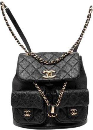Chanel Pre-owned Matelasse Caviar Backpack - Dames - Vintage Rugzakken - Zwart - ONE Size - Leer - Vintage