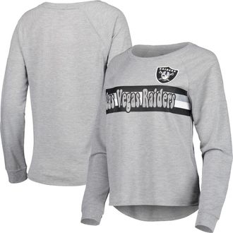 Outerstuff Juniors Heathered Gray Las Vegas Raiders All Striped Up Raglan Long Sleeve T-Shirt in Heather Gray at Nordstrom, Size X-Large