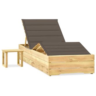 vidaXL Tumbona De Jard&iacute;n Con Mesa Y Coj&iacute;n De Madera De Pino Impregnada Vidaxl