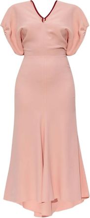 Victoria Beckham Abito midi con maniche a palloncino - Rosa