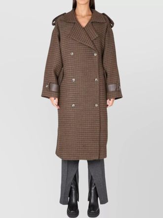 The Mannei checkered double-breasted coat button detailing