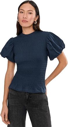 AllSaints Dael Top Womens Clothing Midnight Blue : MD, Cotton