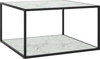 vidaXL Vidaxl - Mesa De Centro Negra Con Vidrio De M&aacute;rmol Blanco 40x40x50 Cm