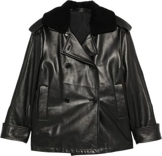 Santoro London Shearling-collar Double-breasted Jacket